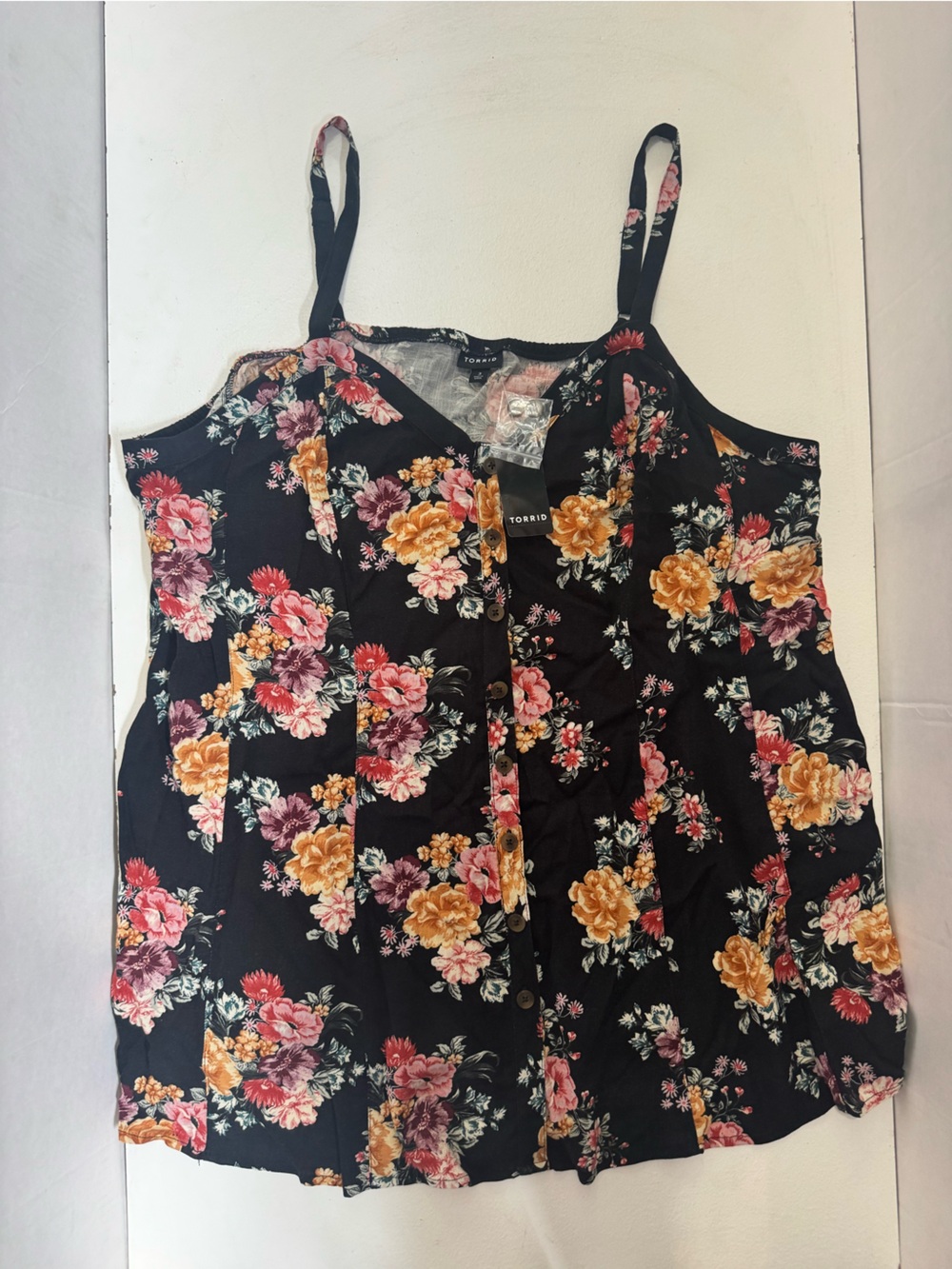 Torrid black and multicolored floral button-front cami size 3X